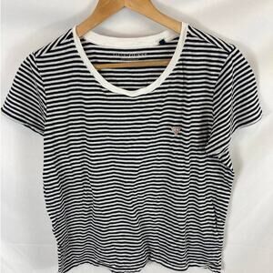 Guess Smart Guess Boxy Fit Short Sleeve Modal Blend Tshirt Black white Stripe XL